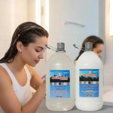 Imagem de KIT Shampoo + Condicionador Profissional para Salão de Lanolina Detago