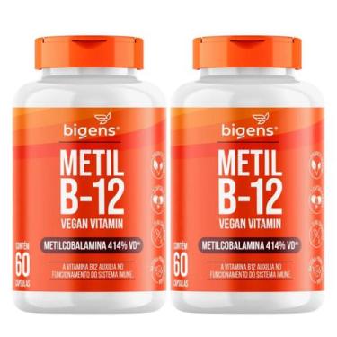 Imagem de 2x Vitamina B12 Metilcobalamina Vegana Bigens 60 Capsulas, Sem Sabor