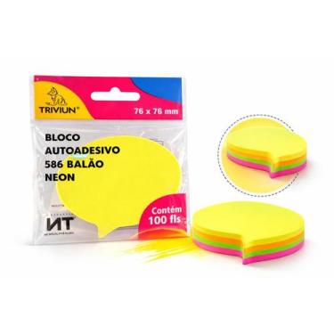 Imagem de BLOCO AUTOADESIVO BALÃO NEON 76x76 mm 100 FLS - Triviun