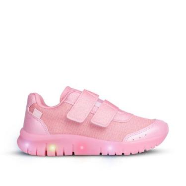Imagem de Tênis Infantil Menina Kidy Light Fun Led Rosa Pisca-Pisca e tiras auto