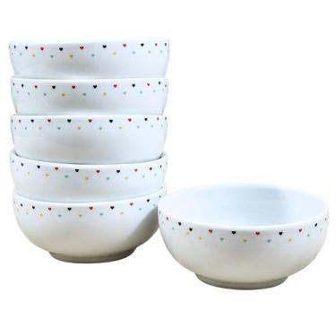 Imagem de Kit 6 Tigela Bowl Cumbuca Sopa Sorvete 350ml Porcelana Decor Estampa:P
