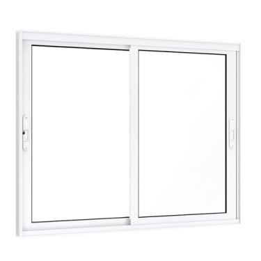 Imagem de Janela de Aluminío de Correr 100x150cm 2 Folhas Móveis com Grade e Vid