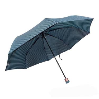 Imagem de Guarda Chuva Sombrinha Grande Listrado Dobrável Manual - XIAMEN, Azul