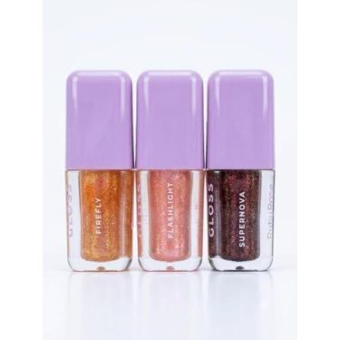 Imagem de Kit Lip Gloss Brilho Labial Com Glitter Ruby Rose Hidratação Profunda 