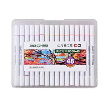 Imagem de Caneta marcadora oleosa de cabeça dupla com 48 cores, pincel colorido para pintura de arte infantil