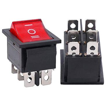 Imagem de Twidec 2Pcs Interruptor Oscilante 6 Pinos 3 Posição Ligado Desligado Ligado Ac 20A 125V 15A 250V Luz Conduziu Vermelha Barco Iluminado Kcd4 Interruptor Oscilante Kcd2-203N-R Conduziu Vermelho