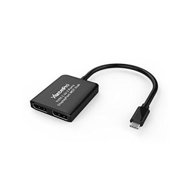 Imagem de XtremPro USB 3.1 tipo C para 2 portas de exibição, divisor de monitor duplo, suporte Ultra HD 4K, 1080p, HDCP, MST Hub - Preto (61075)