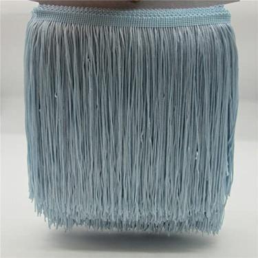 Imagem de 1 jarda 20 cm de poliéster longo borla franja guarnição de renda fita costurar vestido latino acessórios de cortina de vestuário, azul claro, 1 jarda