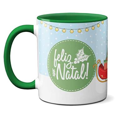 Imagem de Caneca Árvore De Natal Presente Fofo Trenó Papai Noel (Verde)