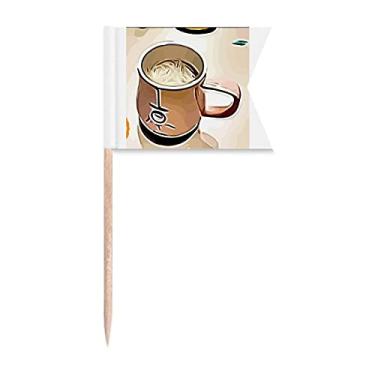 Imagem de Effect Outline Bandeiras de palito de leite, chá de leite, marcações de rotulagem para bolo de festa, comida, placa de queijo