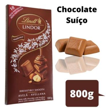 Imagem de 8 Chocolates Importados Lindt Lindor Singles Avelã 100G