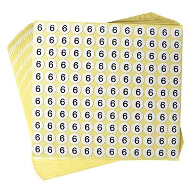 Imagem de dealzEpic Adesivos autoadesivos redondos número 6 - Conjunto de 15 folhas (adesivos de 1980) - Amarelo - Papel - Interior - Tema do número - Organização de inventário/armazenamento
