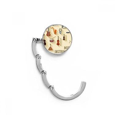 Imagem de Gancho de mesa com padrão de combinação de instrumentos musicais, gancho decorativo, fecho dobrável