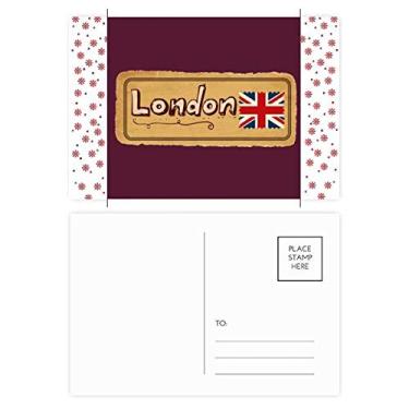Imagem de Union Jack UK Carimbo de Londres de Natal Britiano Flor Celebração Cartão Postal Cartão Bênção