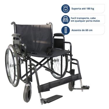 Imagem de Cadeira de Rodas Para Obeso 180 Kg D500 Dellamed