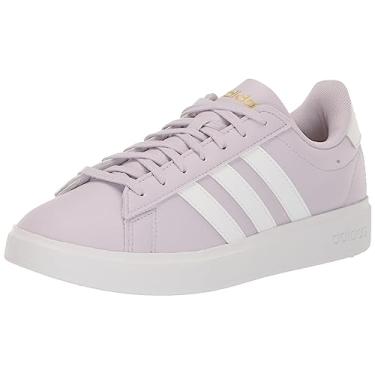 Imagem de adidas Tênis feminino Grant Court 2.0, Amanhecer prateado/branco/dourado metálico, 6