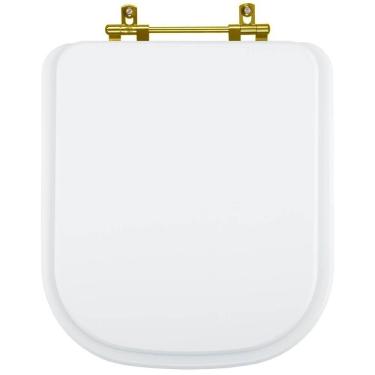 Imagem de Assento Sanitário Gap Branco Com Ferragem Dourada Para Roca