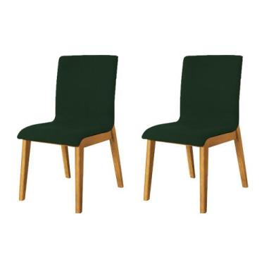 Imagem de Kit 2 Cadeiras De Jantar Luxo Diamante Estofadas Em Veludo Verde Base