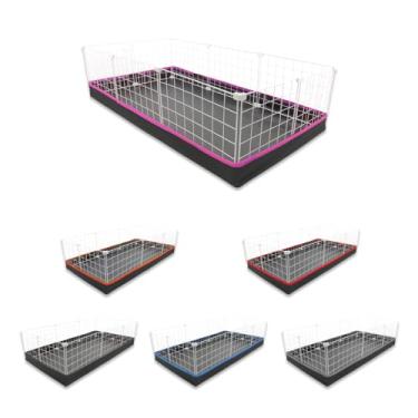 Imagem de Cercado Aramado Pet Porquinho da Índia 60x120 com Bandeja Higiênica Tapete Impermeável Fácil de Limpar Cercadinho Coelho Proteção Filhotes de Cachorro