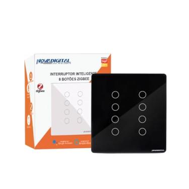 Imagem de Interruptor Zigbee 8 Botões Touch Tuya Google Alexa (Preto)