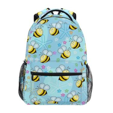 Imagem de Mochila escolar para crianças meninas Honey Bee Blue Bookbags para meninas da 5ª série durável 6ª série meninos meninas, Abelha, Small