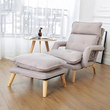Imagem de Cadeira de tecido com otomano, cadeiras de sala de estar com braços e encosto ajustáveis, poltrona reclinável individual, poltrona, poltrona, poltrona para sala de estar, quarto, cinza