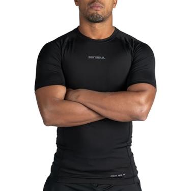 Imagem de Sanabul Camisetas masculinas de compressão de manga curta Rash Guard modelo Zero | Camiseta MMA BJJ | Rash Guard masculina Cross Training, Preto/Carvão, GG