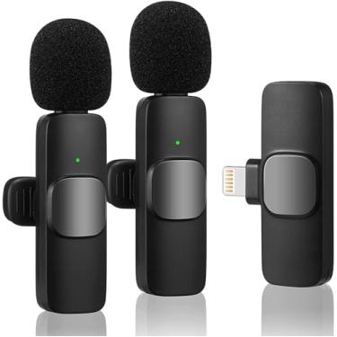 Imagem de Microfone lapela sem fio para iPhone iPad, microfone sem fio plug-play para gravação, transmissão ao vivo, YouTube, TikTok, Facebook, redução de ruído sincronização automática