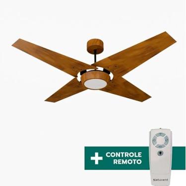 Imagem de Ventilador de Teto Com Controle Remoto Natuvent Callis Led 4 Pás Madeira Imbuia 4000k Branco Neutro (127, Volts)