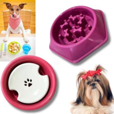 Imagem de Kit Comedouro Lento E Bebedouro Para Pelos Longos Pet Grande Cachorro 