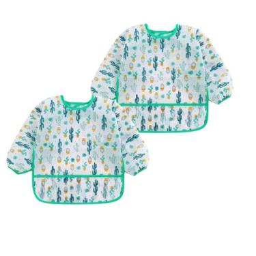 Imagem de Babador Manga Longa Impermeável BLW Kit 2Unds Cactus - Minha Estrelinh