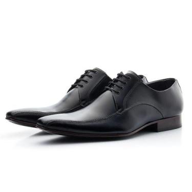 Imagem de Sapato Social Masculino Couro Bico Fino Cadarço Conforto - Rubim Calça