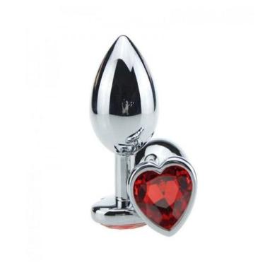 Imagem de Plug Anal Jóia em Aço M Base Coração e Cristal Colorido - Pink - Hot P