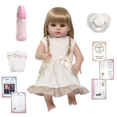 Imagem de Bebe Reborn Loira Princesa Fofa Completa Com Kit Acessórios - Cegonha 