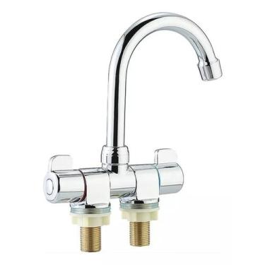 Imagem de Torneira Em Aço Inox Com Misturador Duplo Luxo Lancha Barcos - Noster 