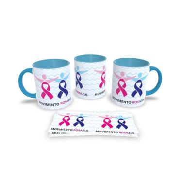 Imagem de Canecas Azul de Porcelana Personalizadas Novembro Azul - Estampa Subli