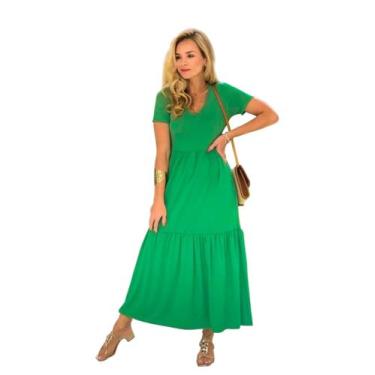 Imagem de Vestido Midi Camadas Moda Gestante Soltinho Verão P ao G4 - Madame, Ve