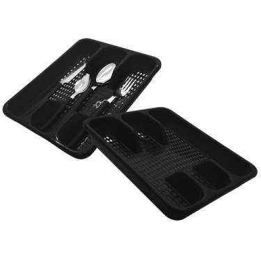 Imagem de Faqueiro Jogo De Talheres Inox Porta Talher 25 Peças Preto - CLICK HOU