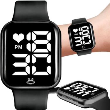 Imagem de Relógio Masculino Pulso Digital Led Quadrado Preto Borracha Luxo Garan