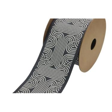 Imagem de Carretel de 3,8 metros 6,9 cm de largura cinza escuro e preto romano cortina cortina fita jacquard para suas cortinas cortinas cortinas fita de acabamento de faixas V6 205