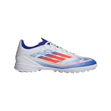 Imagem de adidas Tênis unissex adulto F50 League Turf Chuteiras, Branco/vermelho solar/azul lúcido, 8 Women/7 Men