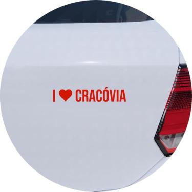 Imagem de Adesivo de Carro Eu Amo Cracóvia - I Love Cracóvia - Cor Vermelho - Me