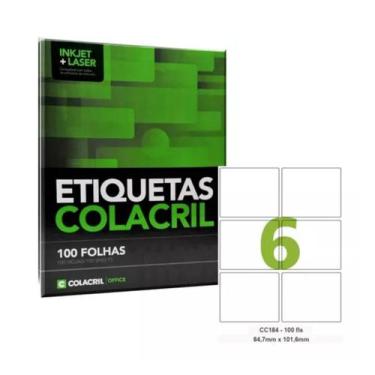 Imagem de Etiqueta Colacril CC184 (84,7x101,6 mm) - Caixa Com 100 Fls, Branca