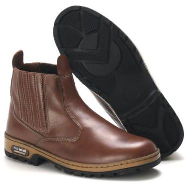 Imagem de Botina Masculina Coturno para Trabalho Cano Médio em Couro - Ical, Mar