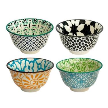 Imagem de Conjunto De Mini Bowls Em Cerâmica 4 Peças Estampas Coloridas - Unik H