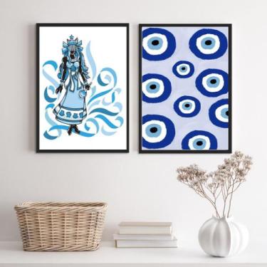 Imagem de Conjunto 2 Quadros Decorativos Oxum OlhoGrego 24x18cm - com vidro - Qu