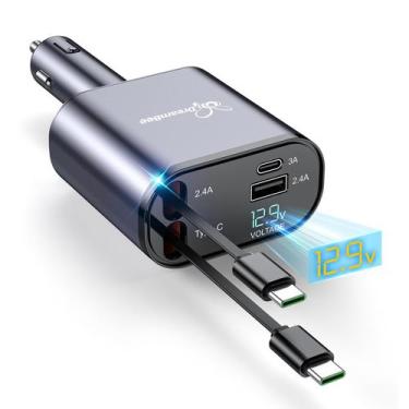 Imagem de Carregador de carro DreamBee retrátil de 66 W USB tipo C para Samsung