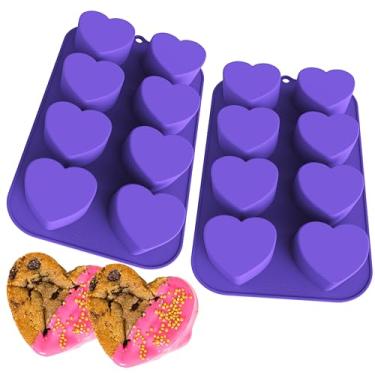 Imagem de Bakerpan Molde de coração de silicone para assar, mini forma de coração de bolo - Conjunto de 2