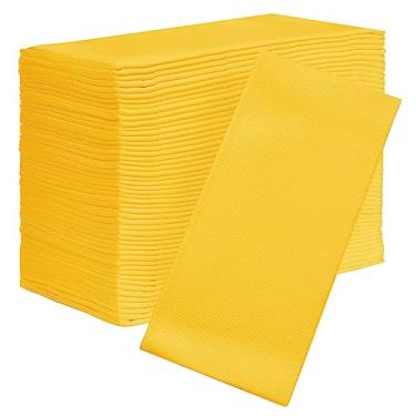 Imagem de Guardanapos de papel para jantar em casa americano, com linho ecológico, decorativo de 40 x 40 cm, ideal para festas ou recepção de casamento. Composto espesso absorvente Biológico e reciclagem (amarelo)