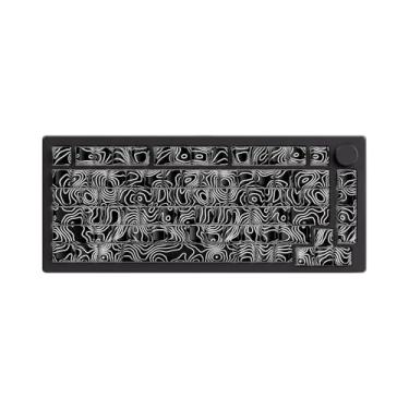 Imagem de MONSGEEK Teclado mecânico de alumínio M1 V5 75% tema topográfico teclado para jogos de liberação rápida com botão, 8000 mAH RGB hot-swappable preto personalizado com teclas impressas laterais